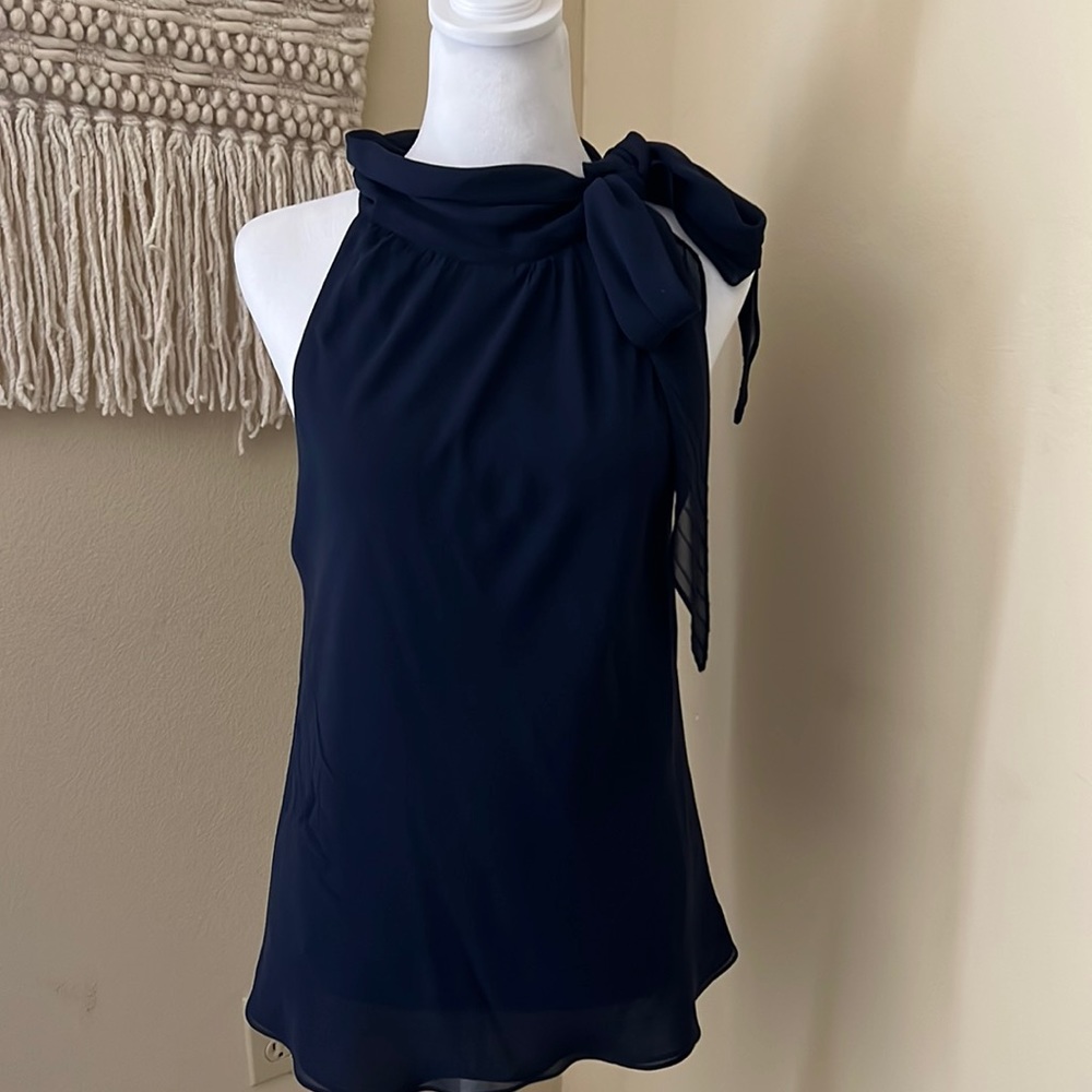 Ralph Lauren Navy Sleeveless Top with Bow
